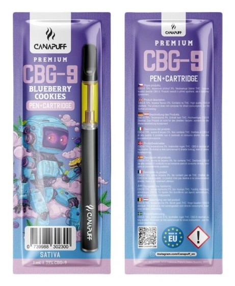 CanaPuff CBG9 Pen + Cartuș Blueberry Cookie, CBG9 79 %, 1 ml