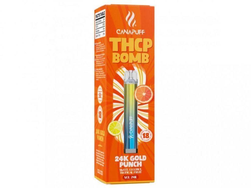 CanaPuff BOMB 24K Gold Punch, 0,8 g THCP - De unică folosință, 2 ml