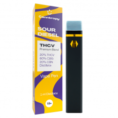 Canntropy THCV Vape Pen Sour Diesel, 20 % THCV, 60 % CBG, 20 % CBN, 1 ml