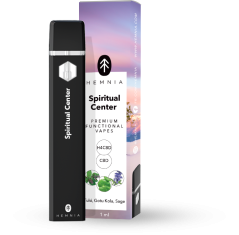 Hemnia Premium Funcional H4CBD e CBD Vape Pen Spiritual Center - 50% H4CBD, 45% CBD, Tulsi, Gotu Kola, Sage, 1ml