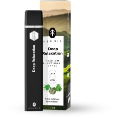 Hemnia Premium funktsionaalne CBDP ja CBN Vape Pen Deep Relaxation - 5% CBDP, 90% CBN, Kava, Valerian, Lemon Balm, 1ml