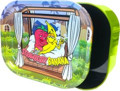 Best Buds Thin Box Rolling Tray with Storage, Strawberry Banana (boîte à rouler fine avec rangement)