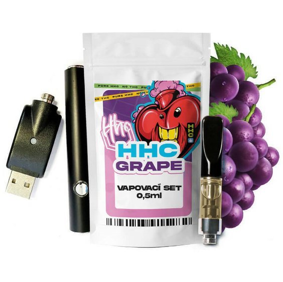 Czeski zestaw CBD HHC Bateria + Kartridż Grape, 94 %, 0,5 ml