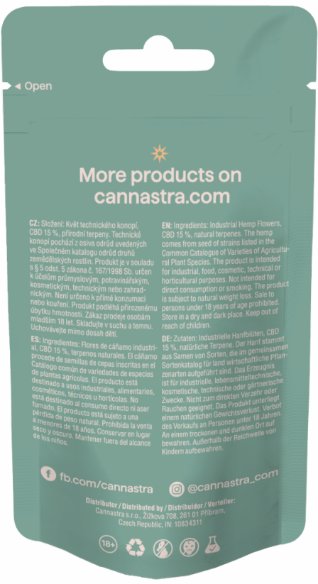 Cannastra CBD-blommor Cosmic Cream, CBD 15 %, 1 g - 100 g