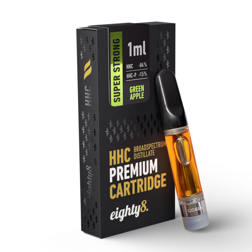 Cartucho Eighty8 Superstrong HHC Manzana verde, 84 % HHC, 15 % HHCP, CCELL, 1 ml