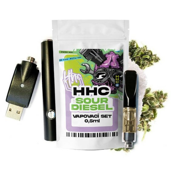 Tjeckisk CBD HHC-sats Batteri + Patron Sour Diesel, 94 %, 0,5 ml