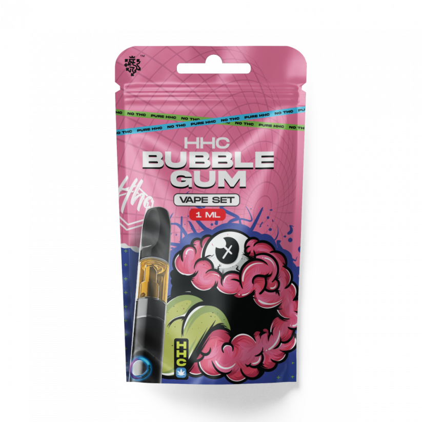 Čekijos CBD HHC rinkinys Baterija + kasetė Bubble Gum, 94 %, 1 ml