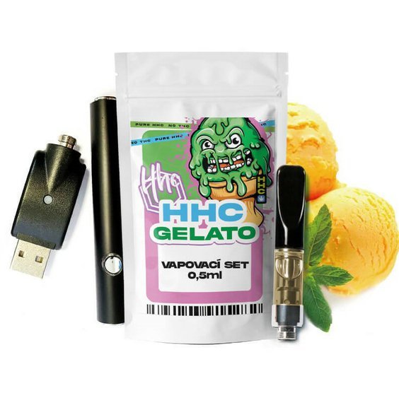 Tjekkisk CBD HHC-sæt Batteri + patron Gelato, 94 %, 0,5 ml