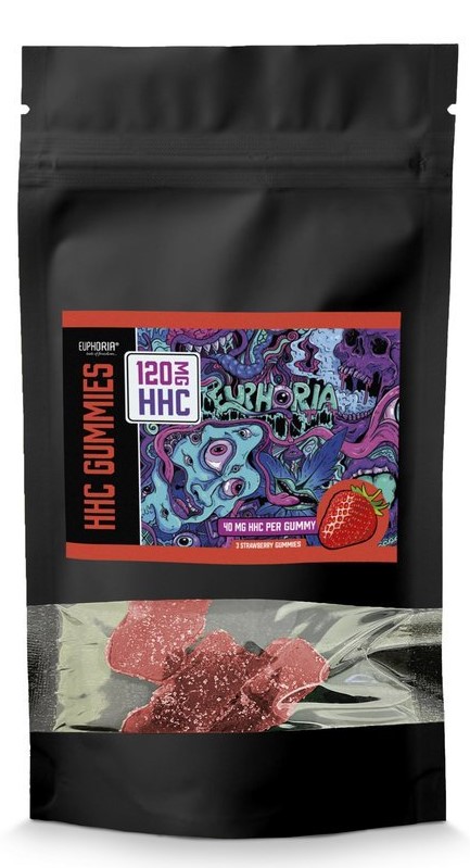 Euphoria HHC Gummies Morango, 120 mg, (3 unid. x 40 mg)