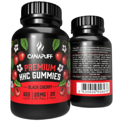 CanaPuff HHC Gummies Cereja preta, 20 unidades x 25 mg, 500 mg, 70 g