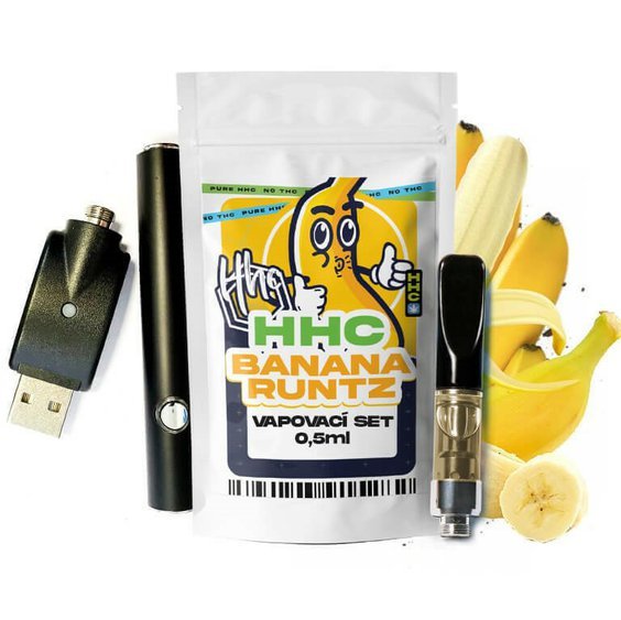 Set CBD HHC ceco Batteria + Cartuccia Banana Runtz 94 %, 0,5 ml