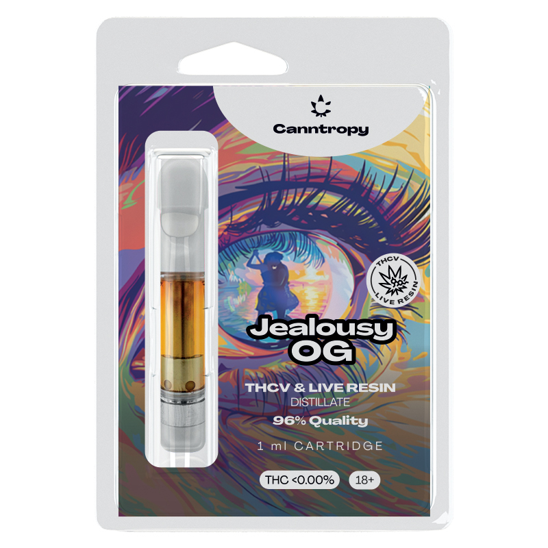 Canntropy THCV Cartridge Jealousy OG live resin terpenes, THCV 96% quality, 1 ml