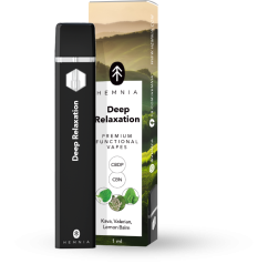 Hemnia Premium Functional CBDP ja CBN Vape Pen Deep Relaxation - 5 % CBDP, 90 % CBN, Kava, Valerian, sitruunamelissa, 1ml