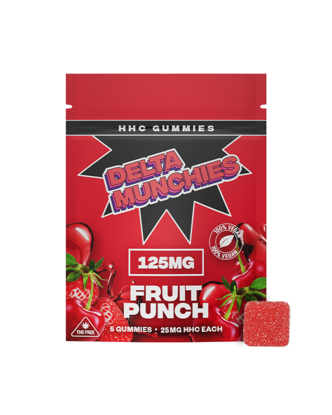 Delta Munchies Fruit Punch HHC Gummies, 125 mg, 5 stuks