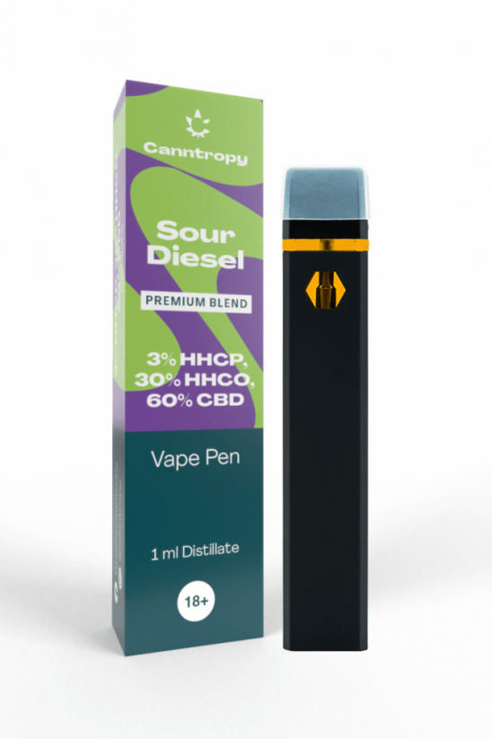 Canntropy HHC-P-O Blend Vape Pen Sour Diesel, HHC-P 3%, HHC-O 30%, CBD 60%, 1 ml