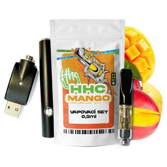 Čekijos CBD HHC rinkinys Baterija + kasetė Mango, 94 %, 0,5 ml