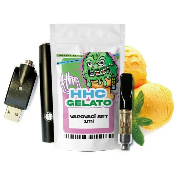 Češki CBD HHC komplet baterija + kartuša Gelato, 94 %, 1 ml