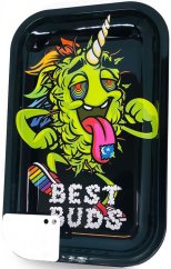 Best Buds LSD Tabuleiro de rolos metálico grande com cartão moedor magnético