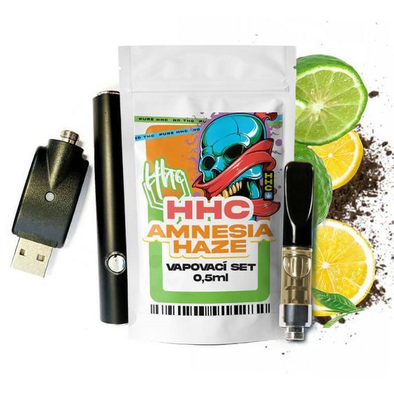 Tschechisches CBD HHC Set Batterie + Kartusche Amnesia Haze, 94 %, 0,5 ml