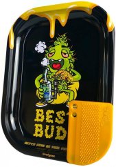 Best Buds Dab-All-Day Small Metal Rolling Tray with Magnetic Grinder Card (en anglais seulement)