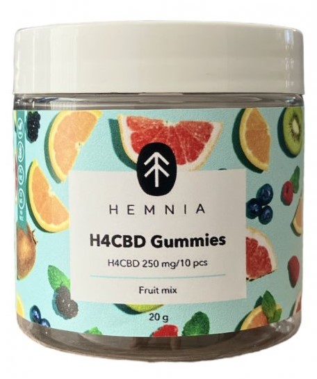 Hemnia H4CBD Gumijasti bomboni Sadna mešanica, 250 mg H4CBD, 10 kosov x 25 mg, 20 g