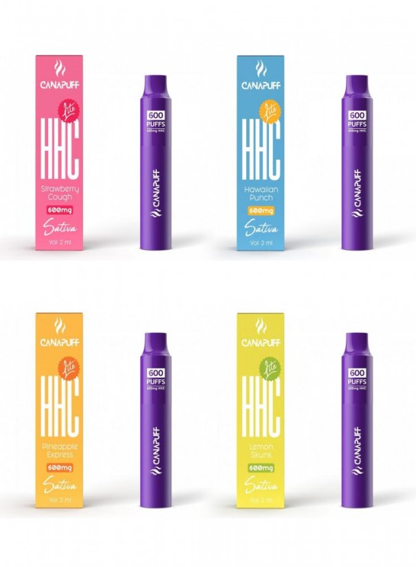 Canapuff HHC Lite Vapes, alt i ét sæt - 4 smagsvarianter x 2 ml