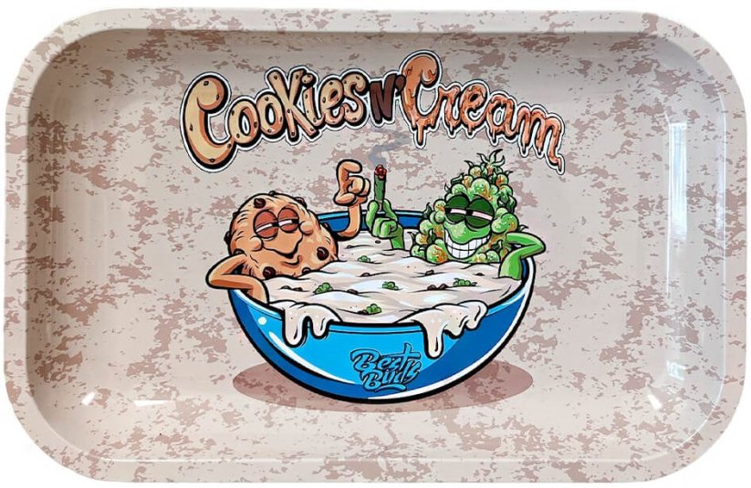 Best Buds Cookies And Cream Tabuleiro de metal para rolos Médio, 17x28 cm