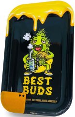 Best Buds Dab Bandeja metálica grande con tarjeta magnética para grinder