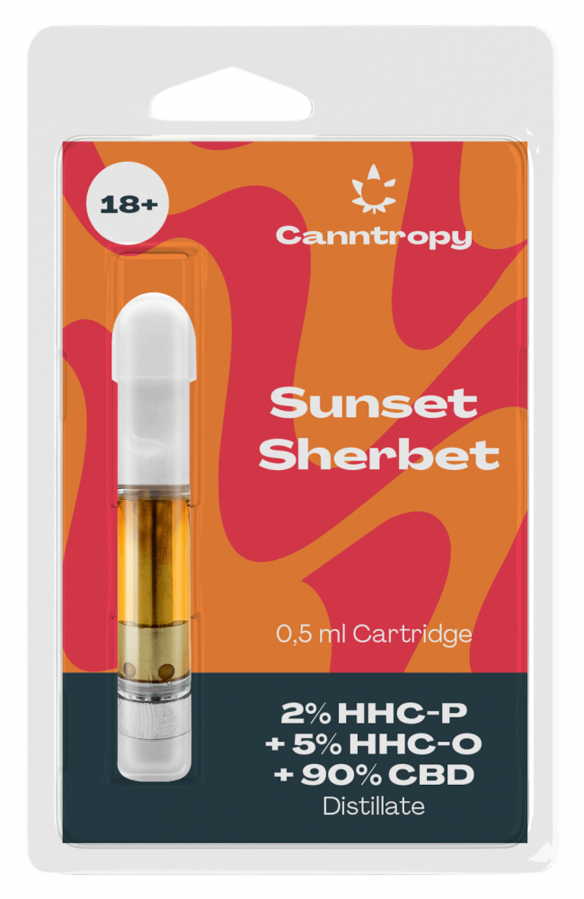 Canntropy HHC Blend Cartridge Sunset Sherbet, 2 % HHC-P, 5 % HHC-O, 90 % CBD, 0,5 ml