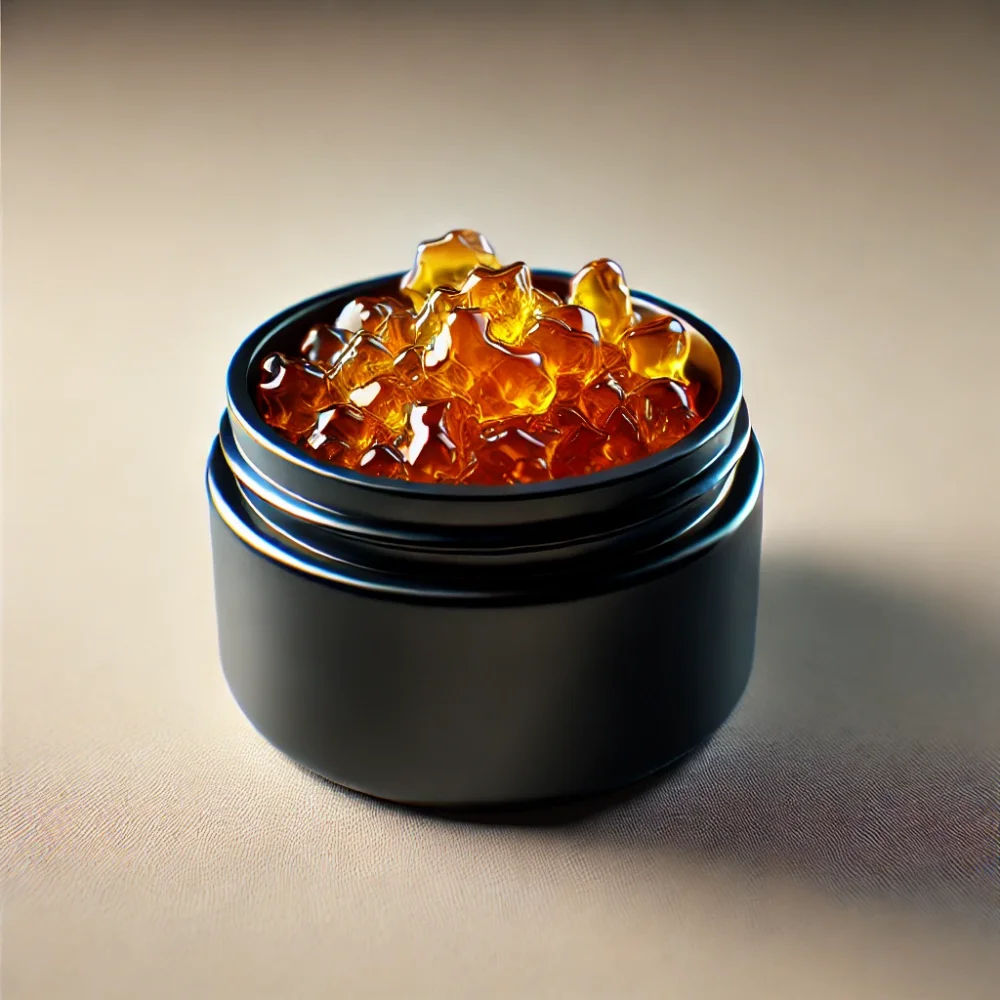 Black container containing the live resin terpenes